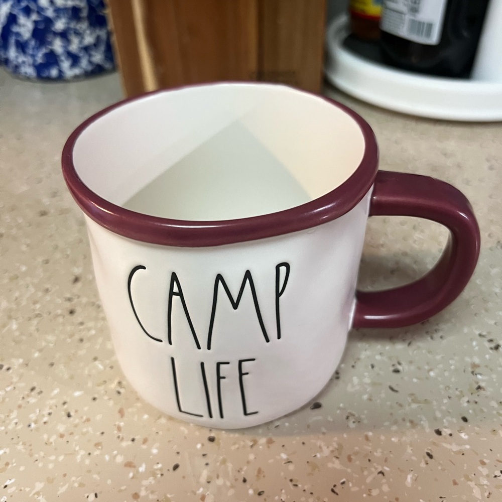 Rae Dunn Maroon Ceramic Camp Life Mug